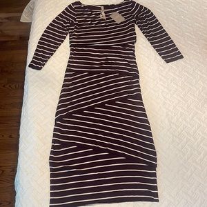 Anthropology Bailey 44 Plum & white Striped Tiered Midi Dress